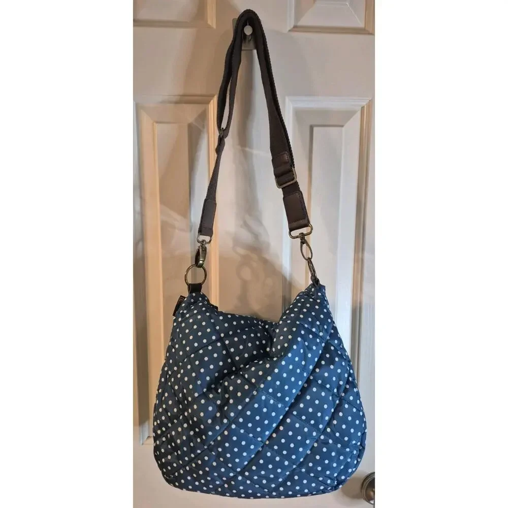 ROOTOTE Quilt 2-Way Bag Crossbody Shoulder Polka Dots Blue And White